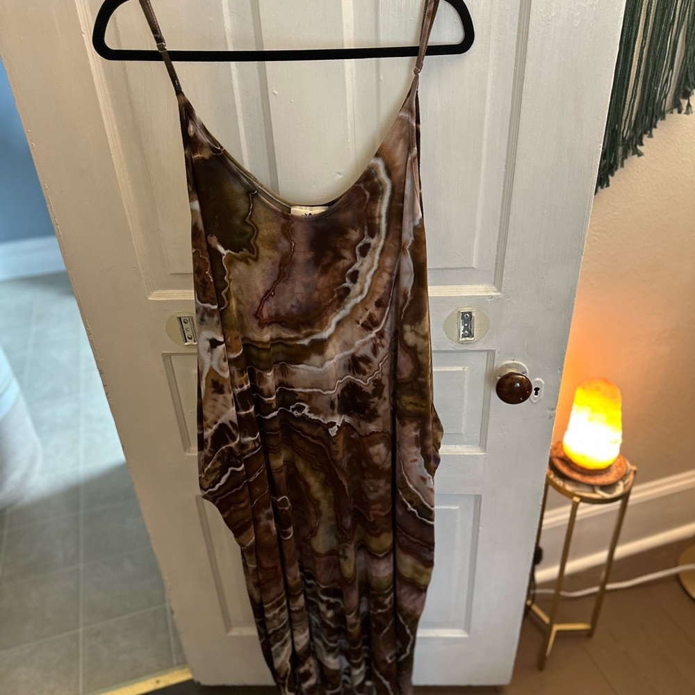 Katya Moon Dyes Brown and Deep Purple Tie-Dye Maxi Dress